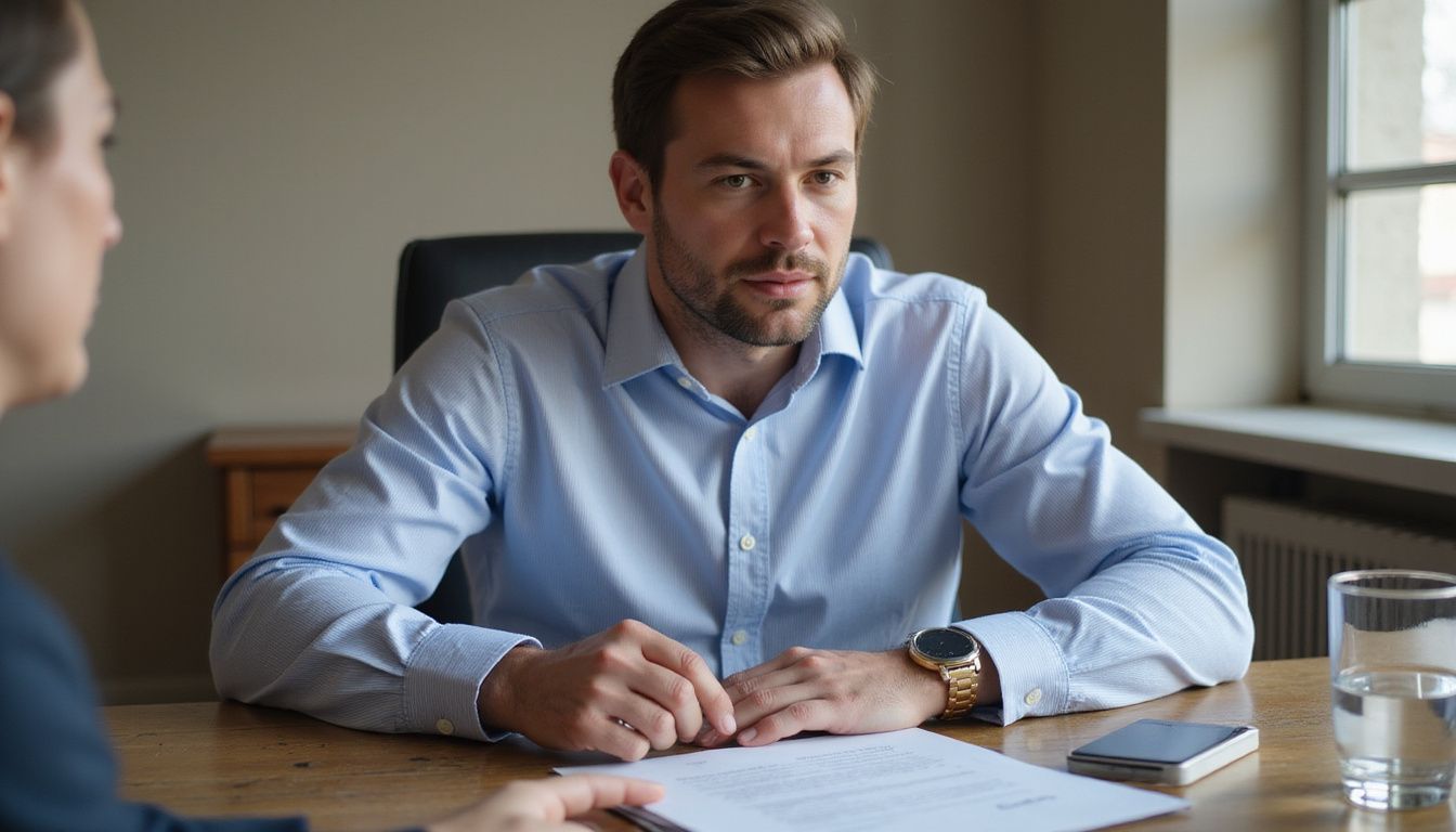 A real estate agent negotiates a contract with an investor. A real estate agent negotiates a contract with an investor.